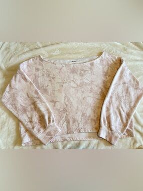 HOLLISTER Off Shoulder Camo Sweatshirt large L Cropped soft Pink Pullover cozy